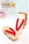รองเท้าเกี๊ยะ สีไม้ เชือกแดง ทรงเหลี่ยมสำหรับผู้หญิง ขนาด 27 cm (ไม้สีเข้มกว่ารูปตัวอย่าง)